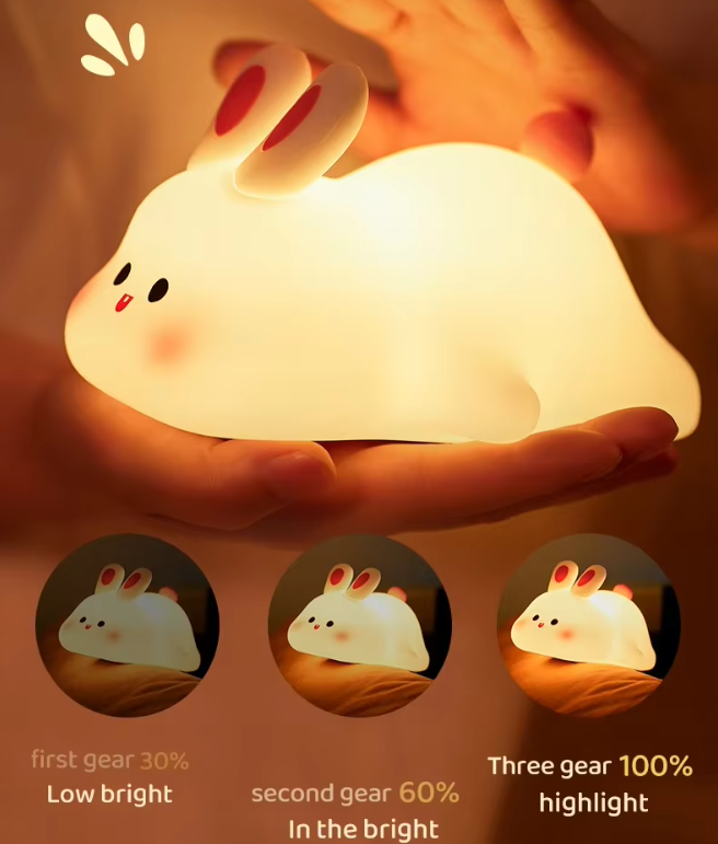 TwinklePal® Cute Rabbit Night Light LED Squishy Tap Lamp Best Gift 🎁